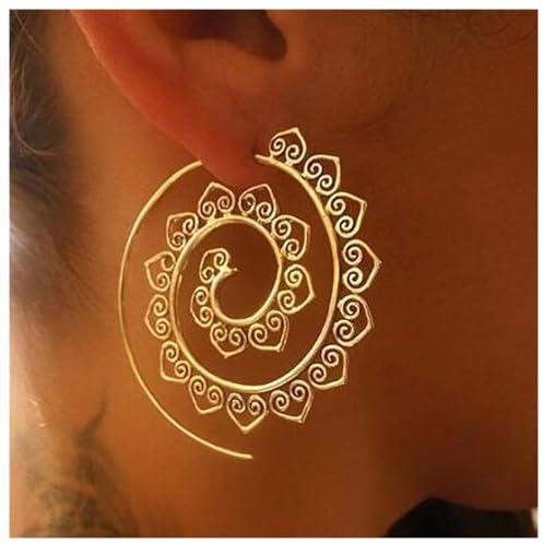 Inilbran Boho Ethnische Mandala Ohrringe Vintage Kreis Spirale Ohrringe Gold Wirbel Getriebe Ohrringe Strudel Übertrieben Ohrringe Tribal Verdreht Reif Ohrringe Schmuck Für Frauen Und Mädchen
