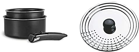 SITRAM - 713285, Set de 2 casseroles Ø16 et 20cm en aluminium anti-adhérent avec poignée amovible - Tous feux DONT induction & Couvercle, Argent