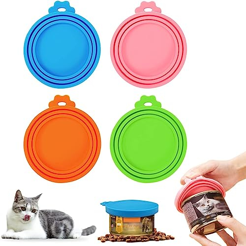 4 Stück Dosendeckel für Tiernahrung, Premium Silikon Deckel für Haustier Futteraufbewahrung,Universal-Silikon-Dosendeckel für Hunde und Katzen