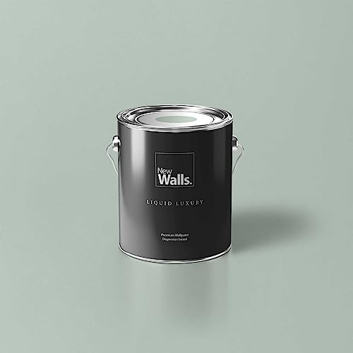 New Walls Premium Wandfarbe Grün, Salbei Liquid Luxury Dispersionsfarbe für Innenräume – 2,5 L
