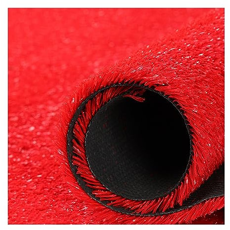 XLIHAWY Erba artificiale, tappeto erboso sintetico spesso 3 cm, tappeto sintetico realistico per interni ed esterni, prato paesaggistico per animali domestici, parchi giochi, cortile (colore: rosso,