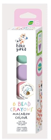 Haku Yoka 6303098 Kugel Wachsmalkreiden-Set, Macaron, 6 Wachsmal-Kugeln in Pastell-Farben, leicht zu greifen, ohne Abfärben, Wachsmalstifte für Kinder ab 3 Jahren
