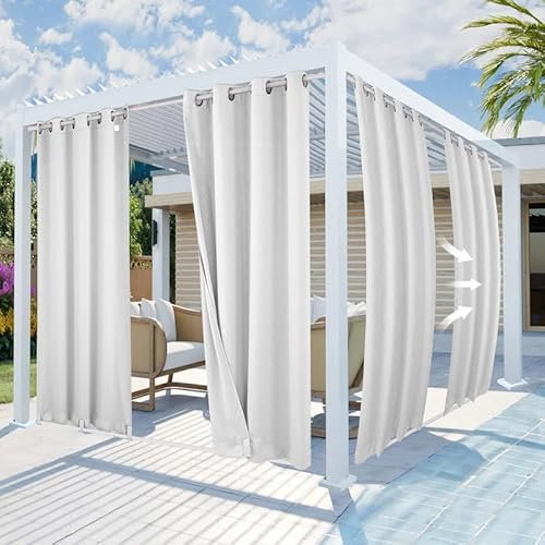 Mingfuxin Outdoor-Vorhänge Wasserdicht Winddicht Patio-Vorhänge, Geprägtes Muster Thermisch Isolierte Verdunkelungs Sichtschutz Vorhänge Für Veranda, Pavillon, Vorhang Mit Ösen Oben Und Tab Unten