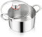 Onader Casserole à 3 couches en acier inoxydable à induction 5 l avec couvercle en verre pour tous les types de feux, saine et passe au lave-vaisselle – 22 cm