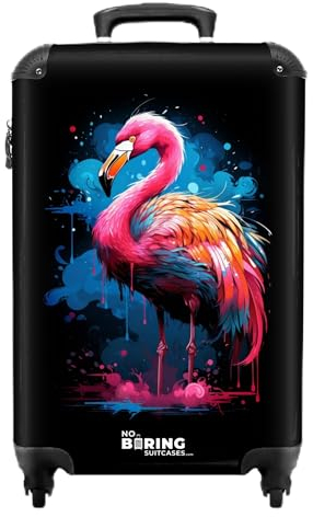 NoBoringSuitcases.com Valise Cabine, Valises, Bagages Cabine, Petite Valise, Valise Rigide, Valise Voyage, Suitcase, Valise Roulette, Valise Cabine 55x35x25cm (Flamant - Rose)