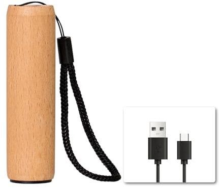 LQWELL® Mini Taschenlampe USB C Aufladbar, Taschenlampen Klein mit 3 Lichtmodi, Aluminium Tragbare Hand Flashlight mit Holzschale für Camping, Wandern, Notfall, Joggen, Nachtlesen