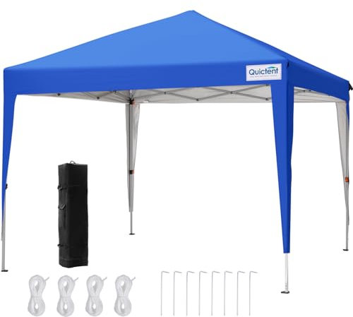 Quictent 3x3m (10x10ft) Portable Pop Up Canopy Gazebo with Carry Bag, Lightweight Shelter Tent for Parties, Camping, Festivals, Garden Events, Blue-No Top Vent