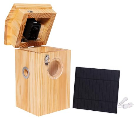 Solar-Powered Smart Bird Box with HD Camera - Weatherproof AI Bird Recognition Technology | Night Vision, Remote Viewing | Eco-Friendly Wooden Birdhouse for Garden & Window Sill | Pine Wood