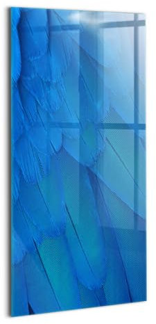 Wallfluent Gehärtetes Glas Dicke 4mm Für die Küche Badezimmer und Schlafzimmer Glasbild 50x100cm Wanddekoration Wandbild Bild Mit Motiv - Vogelfeder