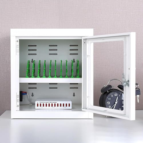 Cellphone Charging Station W/Wheels & Combination Lock - Wall-Mounted Phone Storage Box, Rechargeable Phones Locker, Secure Phone Cabinet