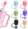 Stanley Cup Skull Straw Toppers - 6pcs Cap Covers for Drinking Straws, Halloween & Christmas Gifts