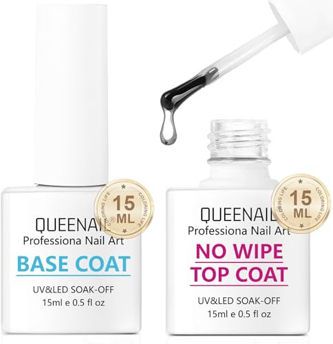 Base Coat Top Coat UV Gel Nagellack Set, Nagel Grundierung und Top coat Set, Maniküre Kit für Nagelstudio DIY Home, 2 * 15ml