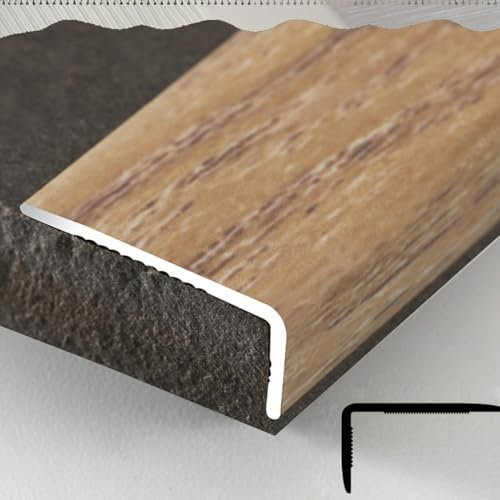 IMUNKT Treppenkantenprofil Eckschutz 90cm 120cm Oberfläche Holzmaserung Stufenkantenschutz Aluminium-Profil 35x20mm Für Laminat Treppen Winkelprofil Treppenwinkel(Light Maca,L90cm-36in)