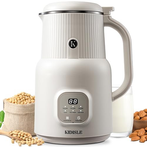 KIDISLE Automatic Nut Milk Maker, 20oz Homemade Almond, Oat, Coconut, Soy, Plant Based Milks and Non-Dairy Beverages with Delay Start/Keep Warm/Self-Cleaning/Boil Water, Cream