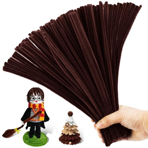 Tundi 200 Stück Pfeifenreiniger, brauner Pfeifenreiniger-Chenilledraht, Pfeifenreinigerdraht für Basteldekorationen