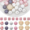 SOFPLATE 80 pièce de Perles en Silicone Rose en Vrac Perles de L'Alphabet en Silicone Lettre D'Amour de la Saint Valentin Mot Coloré Assorti Perles Rondes de 15mm en Vrac pour la Fabrication de Bijoux