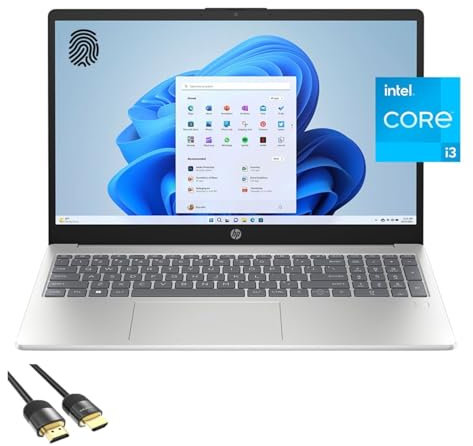 HP Daily Essential Laptop, Pantalla FHD de 15.6, 8-Core Intel i3-N305, 8GB RAM, 256GB SSD, Webcam, KeyPad, WiFi 6, Bluetooth, USB-C, PDG HDMI Cable, Teclado de US, Win 11