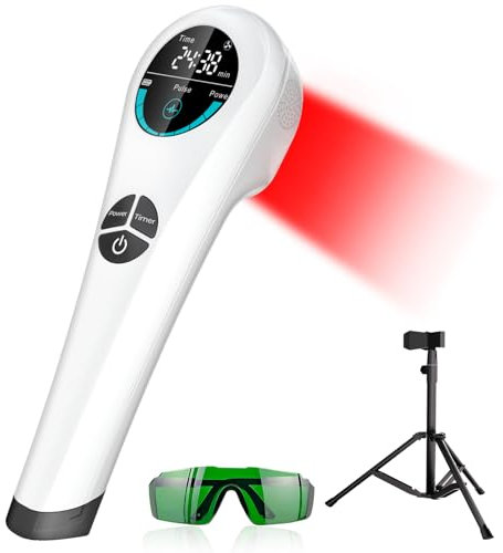 Orisary Rotlicht Therapiegerät für Körper, Schmerzlinderung mit Ständer, 4x808nm + 14x650nm, Pulswellen-Modus, 4000mAh Akku, für Muskel-, Gelenk-,Rücken- und Knieschmerzen (für Menschen und Haustiere)