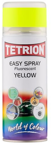 Tetrion Fluorescent Yellow Spray Paint for Wood, Metal, Ceramic & Plastic - Indoor & Outdoor Use, Vivid Colours, Easy Application 400 ml