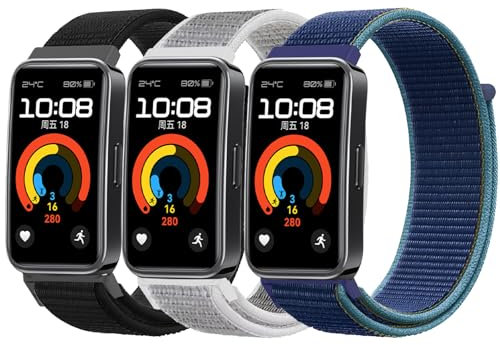 SUGARJAR Nylon Straps Compatible with Huawei Band 8/9/10, Sport Replacement Strap for Women Men