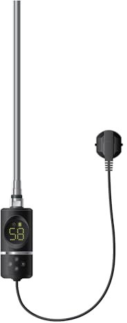 LuxeBath Elemento Riscaldante 1200W Nera con Termostato e Display Digitale Resistenza Elettrica Regolatore Elettronico della Temperatura e Funzione Timer Asta di Riscaldamento per Radiatori da Bagno