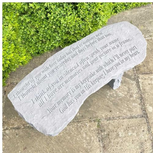 Hazelmill Studio Engraved Decorative Memorial Garden Bench,memorial plaque,memorial gift I thought of you with love today