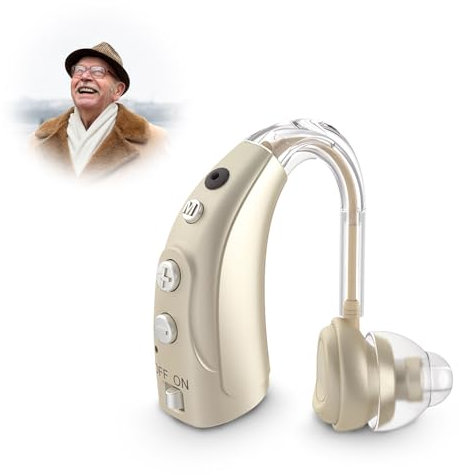 JYYRC Rechargeable Sound Devices for Seniors,Comfortable Fit, Long Battery Life and Volume Adjustable (1, Champagne)