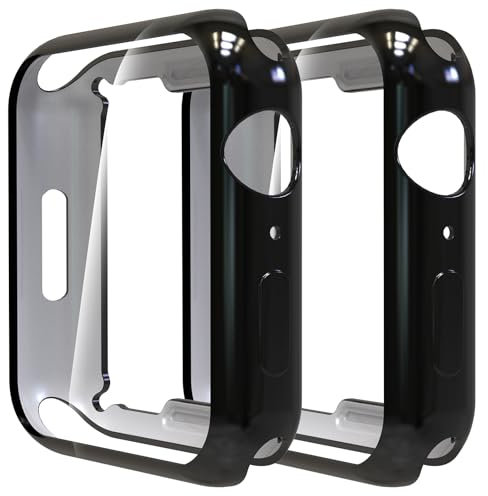 Simpeak 2-Stück Hülle Kompatibel mit Apple Watch 41mm Series 9/8/7, Schutzhülle Leicht Weiche Silikon Ultradünne TPU Case Kompatibel für iWatch 41mm - Schwarz