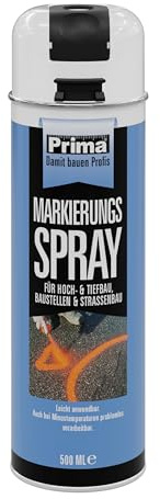 Generisch Prima Markierungsspray 500ml – Fluoreszierende Baumarkierfarbe für Tiefbau, Bau & Handwerk – Haftet auf Asphalt, Beton, Erde – Leuchtstark & wetterfest (1, Weiß)