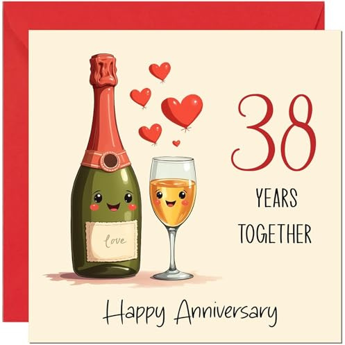 Glückwunschkarte zum 38. Jahrestag für Damen und Herren, Glückwunschkarte zum 38. Jahrestag für Freundin, Freund, Partner, Jubiläen, Grußkarten für Sie und Ihn