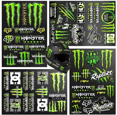 QhgPnt 4 Pcs Monster Energy Stickers, Bike Stickers, Helmet Stickers, for Motorcycles Skateboards Cars and Off-Road Bikes
