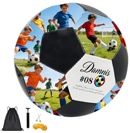JLSKCN Fussball Personalisiert mit Foto/Namen, Personalisiertes Fußball-Geschenk für Sohn, Papa, Männer, Fußballspieler, Fußball Fan, Geburtstagsgeschenk für Papa Freund Freund Paare