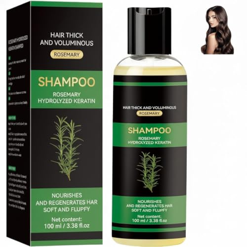 Rosmarin Shampoo mit hydrolysiertem Keratin – Pflegeshampoo für kräftig wirkendes, voluminöseres Haar, Sanfte Kopfhautpflege & Glanz, Für Frauen & Männer, 100 ml