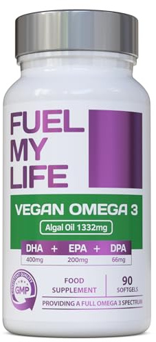 Vegan Omega 3 - Full Spectrum DHA, EPA & DPA - 90 Softgels of Life’s Omega Algal Oil - Ultimate Joint, Heart & Brain Health Supplement - Made in The UK