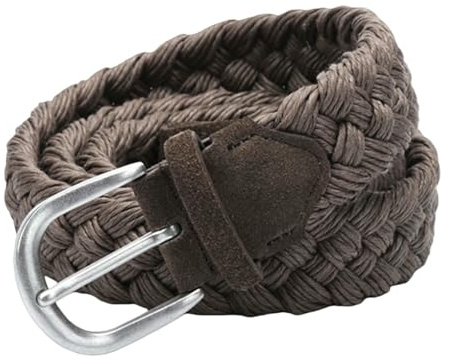 ZCABYBD Cintura Uomo Intrecciata in Pelle Scamosciata Corda di Cotone con Cerata Neutra 6 Colori-marrone-130 Cm