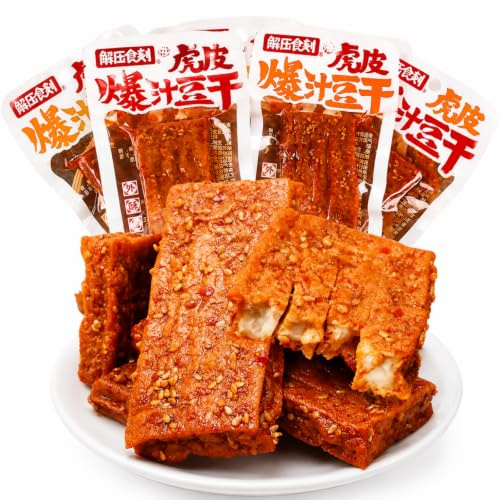 Juicy Tofu Jerky Snacks, Spicy & Five-Spice Flavors, Ready to Eat, 2 Packs