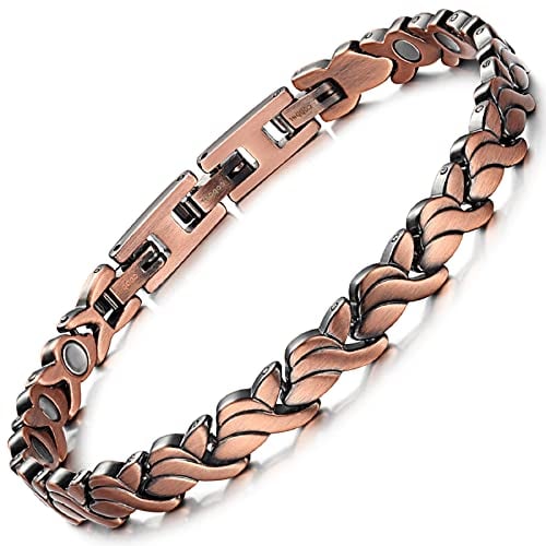 RainSo Magnetarmband Damen aus purem Kupfer - Starkes magnetisches Kupferarmband für Magnettherapie - Ideal bei Arthritis & Karpaltunnelsyndrom - Schöne Verpackung