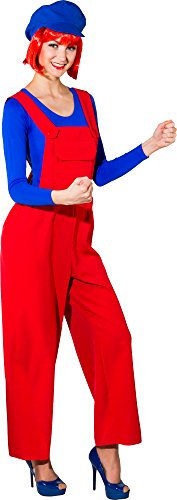 Fasching Damen Latzhose blau oder rot (rot, 40/42)