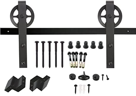 INTERSTEEL - Beschlagset für SchiebetürWheel Mattschwarz - Laufschiene Schiebetürbeschlag, Schiebetürsystem für Schiebetüren, Innentüren und Wandschränke - 200 cm - Modular ausbaufähig/Erweiterbar