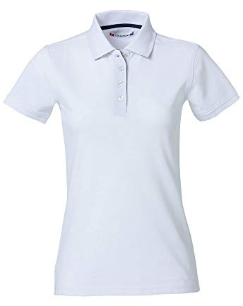 CliQue Damen Heavy Premium Polo Polohemd, weiß, M