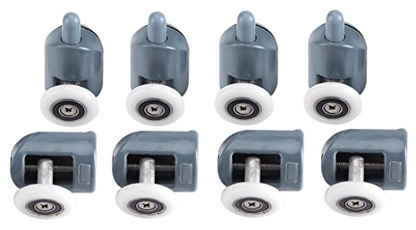 8Pcs Duschkabine Rollen Schiebetür Rolle Dusche Ersatzteile Glastürrolle (4 Oberrolle + 4 Unterrolle + Schraube + Deckel)(Single Wheel)