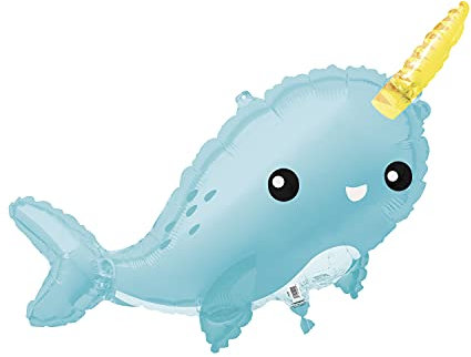 Unique 54990 Riesen Narwal Ballon-94 cm, Multicolour, Large