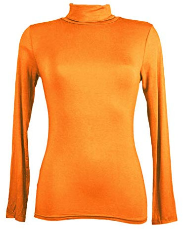 Miss Rouge:T-Shirt, sous Pull Femme,Manches Longues,col roulé (Moutarde)