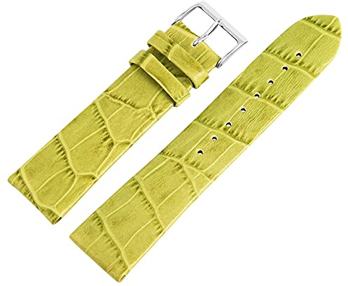 Excellanc-Uhrenarmband Ersatz Echt Leder Kroko-Optik Dornschließe Breite 16-26 mm (Stegbreite: 22 mm, Hellgrün)