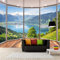Fototapete 3D Effekt Tapete Fototapeten Vliestapete Wandtapete Moderne Wandbild Wand Schlafzimmer Wohnzimmer 3D Balkon Blick Auf Die Berge,350x245cm