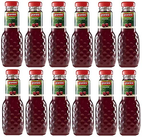 Granini 12 Flaschen a 200ml Kirsch Fruchtgehalt 40% in MEHRWEG Pfand Glas Flaschen Kirschen Trinkgenuss