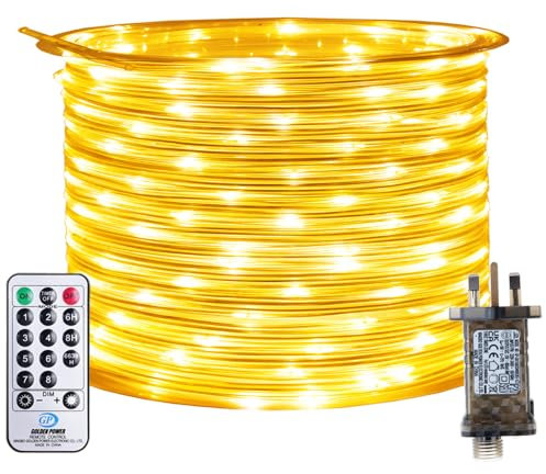 RcStarry 10M 100 LED Rope Lights, 8 Modes, Timer, Remtoe, Plug in Indoor Outdoor String Lights, Warm White, IP67 Waterproof Fairy Lights for Garden, Patio, Deck, Landscape Lighting, Bedroom and More…