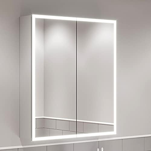 Artis® 800 x 700mm Bathroom Mirror Cabinet LED Lights Wall Mounted Shaver Demister Illuminated Mirrors for Bathrooms, Mains Powered, Motion Sensor