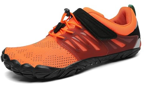 SAGUARO Barfußschuhe Damen Fitnessschuhe Herren Barfussschuhe Schnell Trocknend Traillaufschuhe rutschfest Unisex Aquaschuhe Atmungsaktiv Leicht Sommer Outdoor Wasserschuhe Orange 38 EU