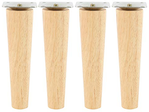 4 x Möbelfüße Möbelbeine, Holzfarbe Aus Eiche für Stühle, Schrank und Sofa, mit Schrauben und Filzgleiter, Schräge Füße, gerade Füße (H15cm, gerade Füße)